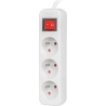 Lanberg Cable Power Strip 3M 3X French Outlets with Switch, Quality-Grade Copper | PS1-03E-0300-W