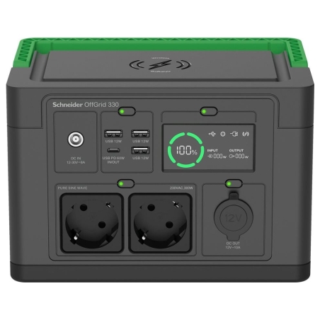 Schneider Electric Schneider OffGrid Portable Power Station 330, 230V, 332Wh Lithium-ion, LCD, 2 CEE 7/3 Schuko outlets, Sinewav