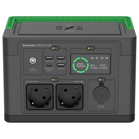Schneider Electric Schneider OffGrid Portable Power Station 330, 230V, 332Wh Lithium-ion, LCD, 2 CEE 7/3 Schuko outlets, Sinewav