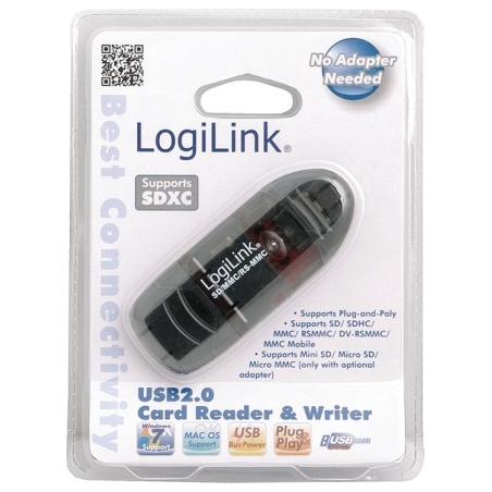 Logilink | Cardreader USB 2.0 Stick external for MMC, RS-MMC, SD and SD HC