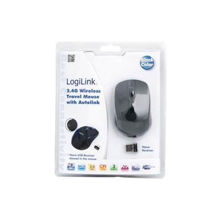 Logilink | Maus optisch Funk 2.4 GHz | wireless | 2.4GH wireless mini mouse with autolink | Black