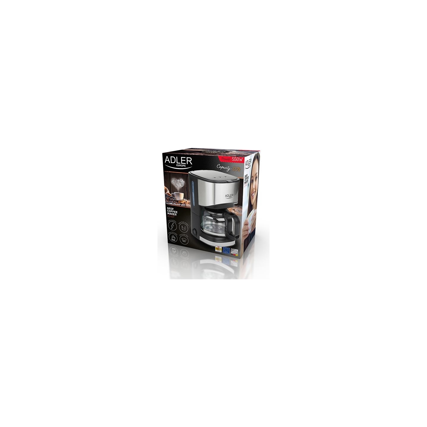 Adler | Coffee maker | AD 4407 | Drip | 550 W | Black