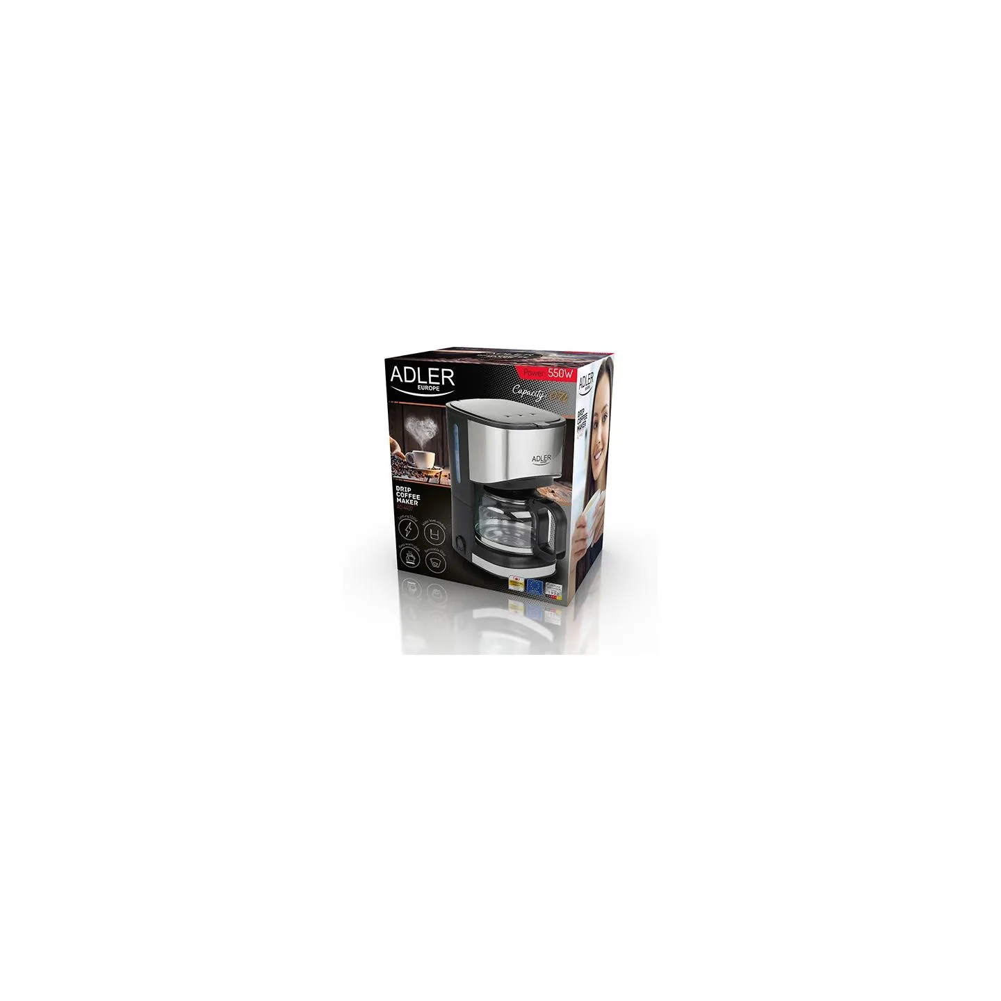 Adler | Coffee maker | AD 4407 | Drip | 550 W | Black