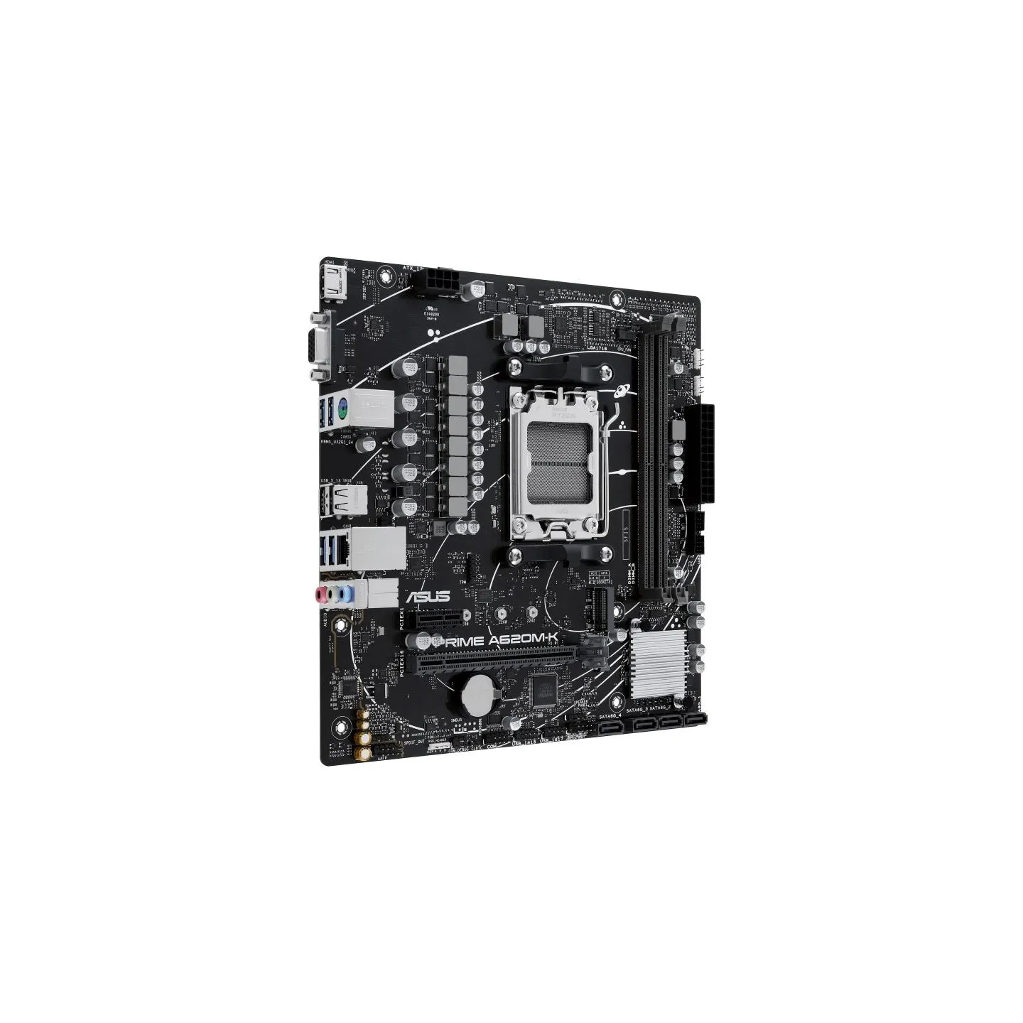 Asus | PRIME A620M-K | Processor family AMD | Processor socket AM5 | DDR5 DIMM | Memory slots 2 | Supported hard disk drive inte