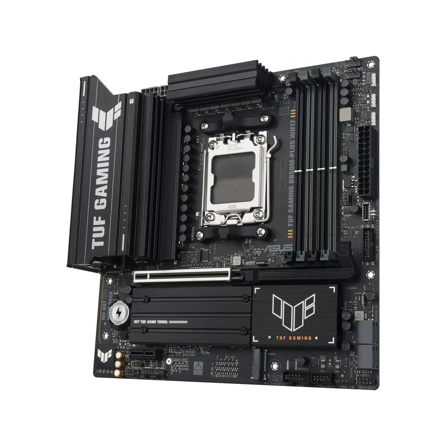 Asus TUF GAMING B850M-PLUS WIFI7 | Processor family AMD | Processor socket AM5 | DDR5 | Supported hard disk drive interfaces SAT
