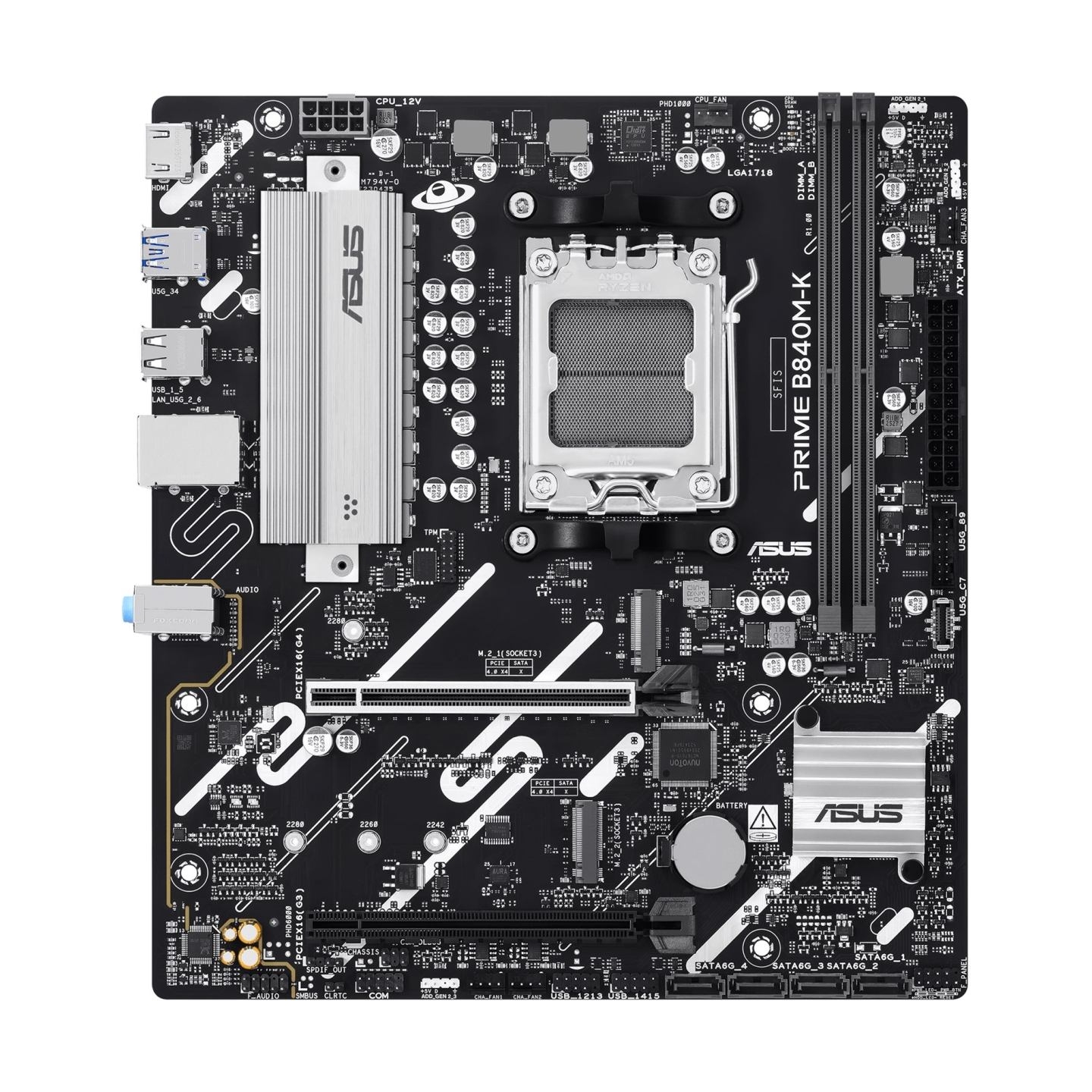 Asus PRIME B840M-K | Processor family AMD | Processor socket AM5 | DDR5 | Supported hard disk drive interfaces SATA, M.2 | Numbe