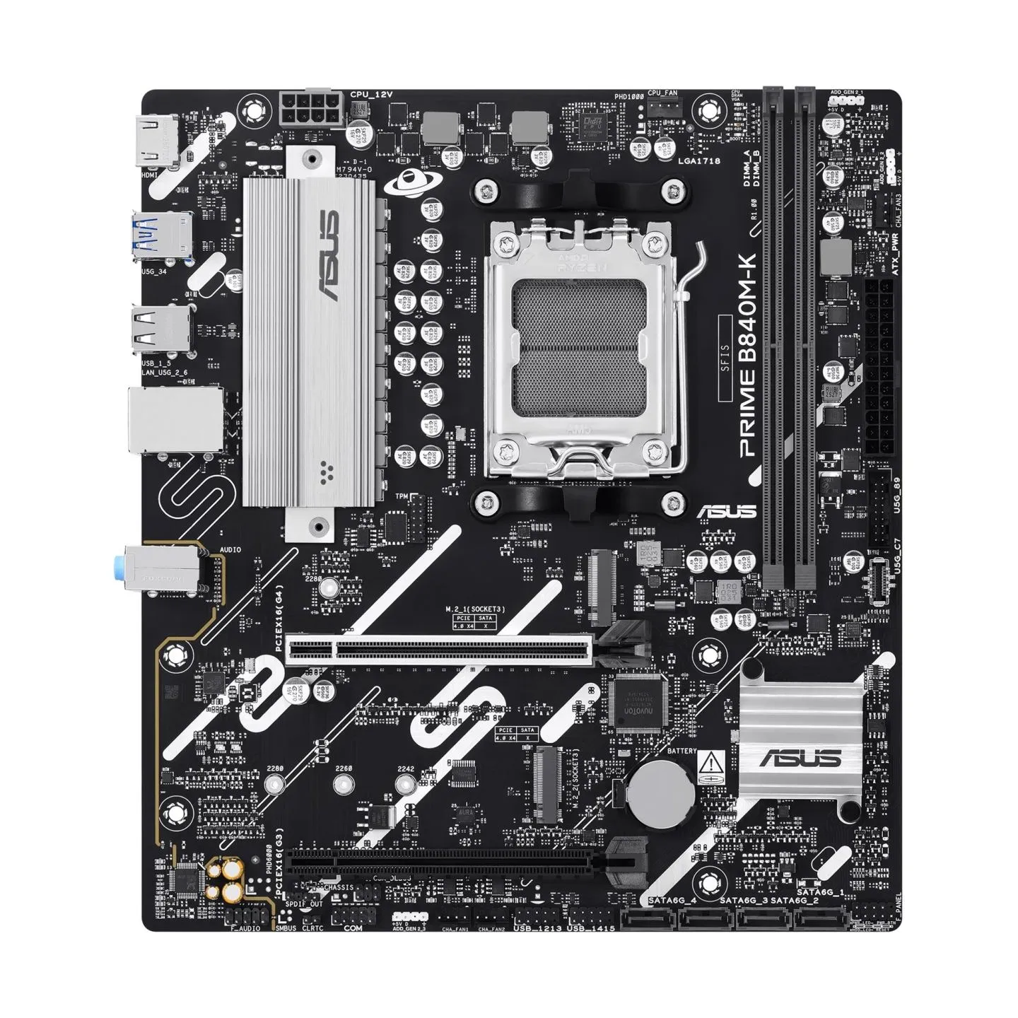Asus PRIME B840M-K | Processor family AMD | Processor socket AM5 | DDR5 | Supported hard disk drive interfaces SATA, M.2 | Numbe
