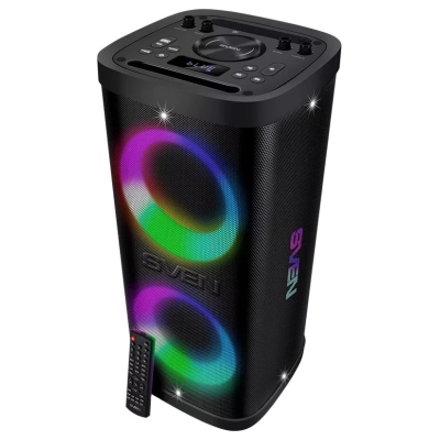 Sven Portable speaker SVEN PS-930, black, power output 2x75W (RMS), TWS, Bluetooth, FM, USB, microSD, LED-display, lithium batte