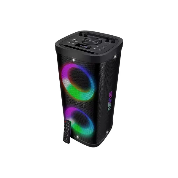 Sven Portable speaker SVEN PS-930, black, power output 2x75W (RMS), TWS, Bluetooth, FM, USB, microSD, LED-display, lithium batte