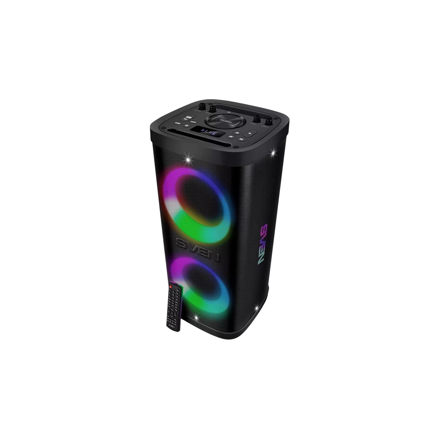 Sven Portable speaker SVEN PS-930, black, power output 2x75W (RMS), TWS, Bluetooth, FM, USB, microSD, LED-display, lithium batte