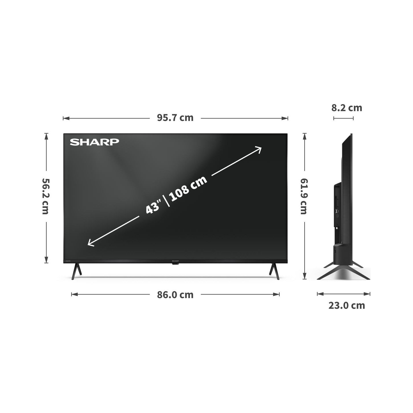 Sharp | 43HP5265E | 43 | Smart TV | Google TV | HD | Black