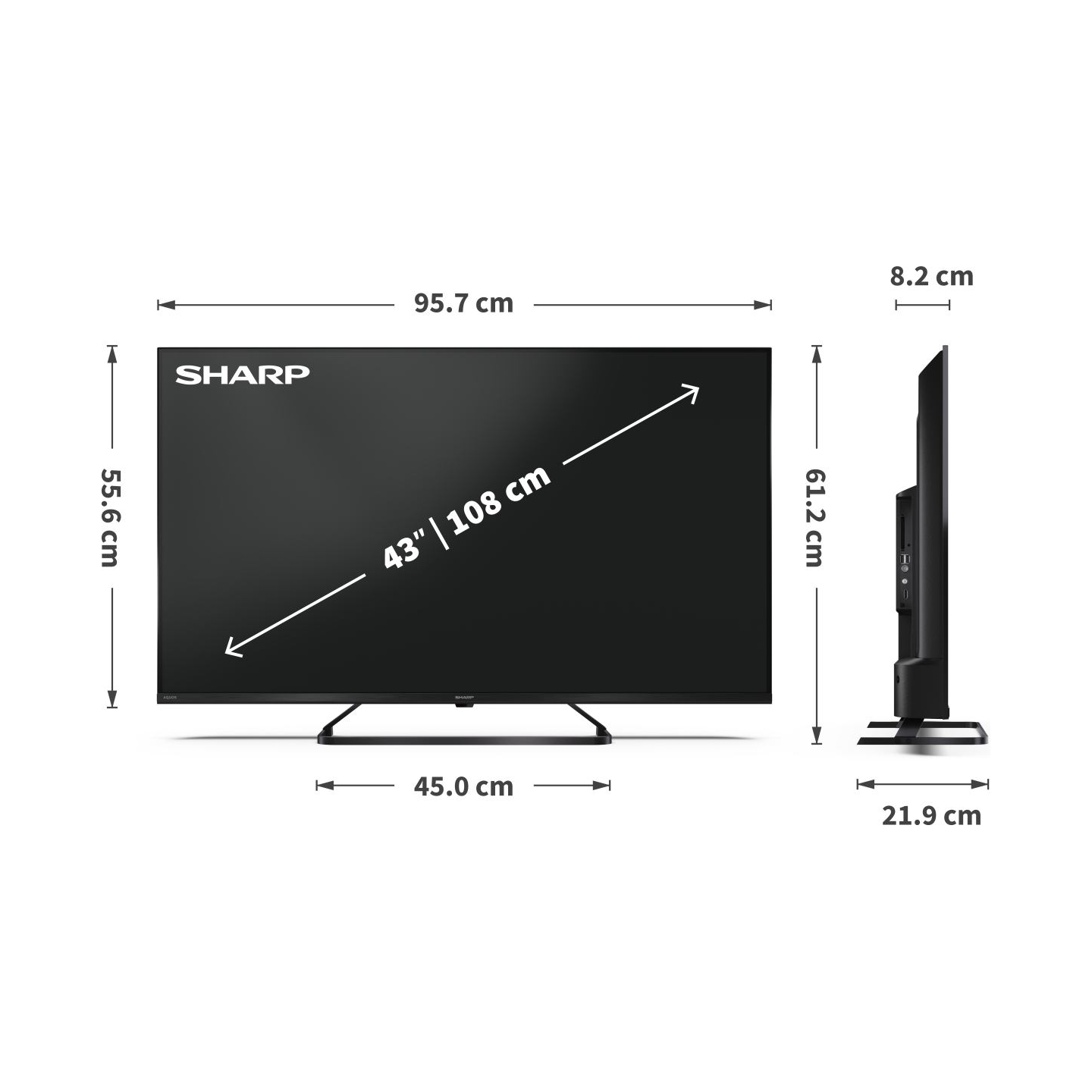 Sharp | 43HP6265E | 43 | Smart TV | Google TV | UHD | Black