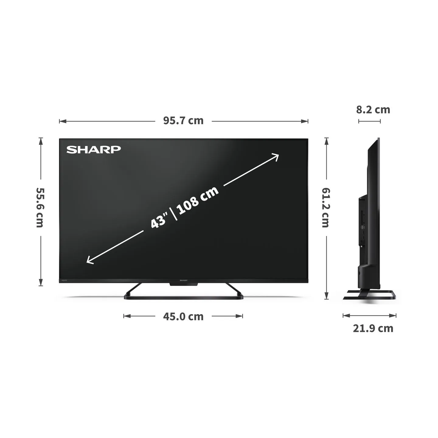 Sharp | 43HR7265E | 43 | Smart TV | Google TV | Black