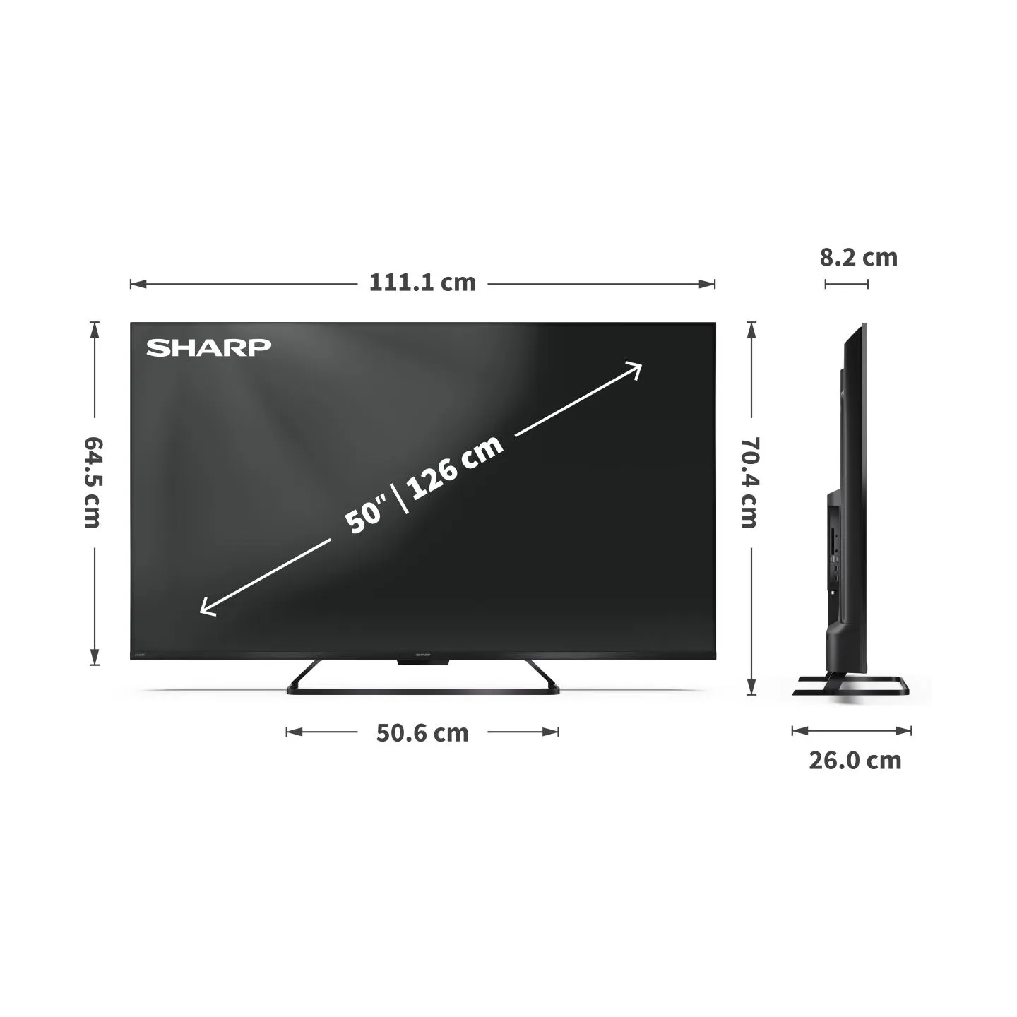 Sharp | 50HR7265E | 50 | Smart TV | Google TV | Black