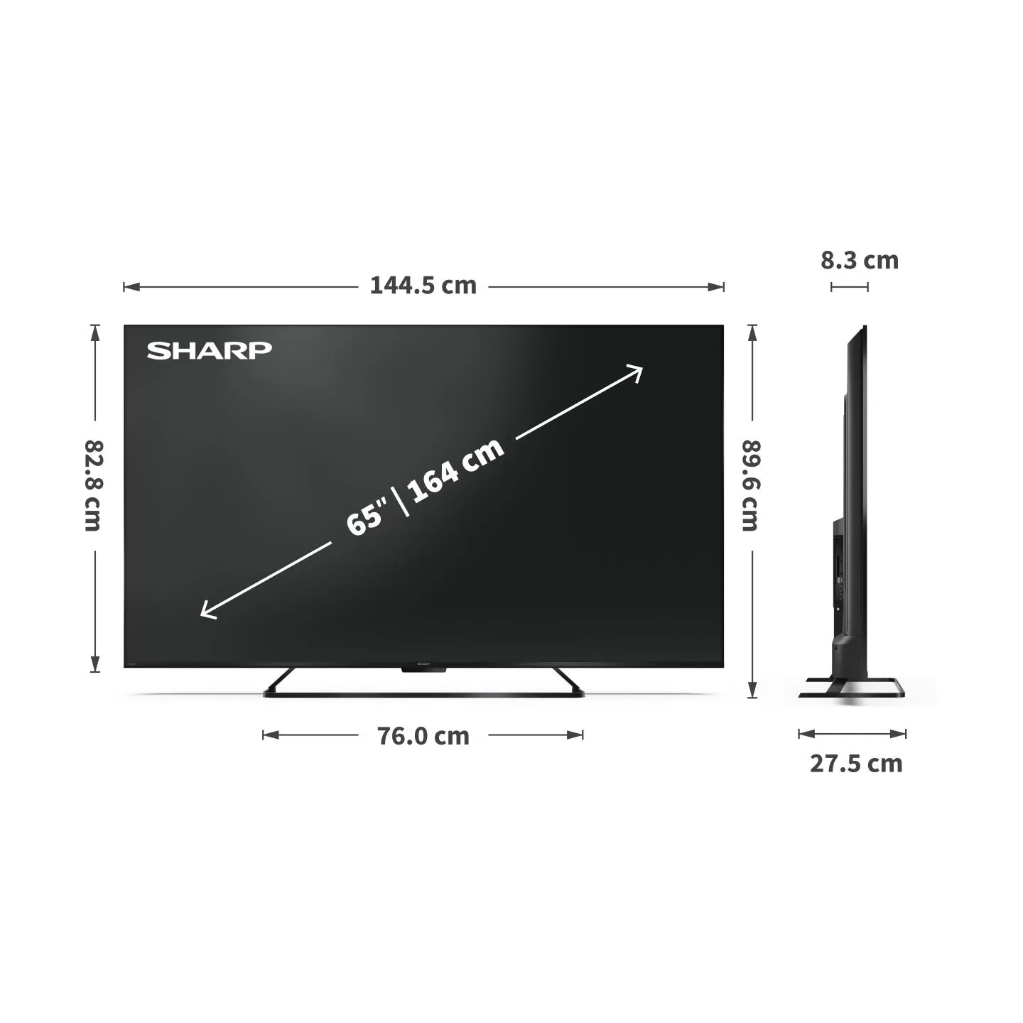 Sharp | 65HR7265E | 65 | Smart TV | Google TV | Black