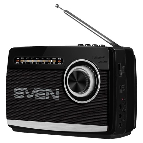 Sven Speaker SVEN SRP-535, black (3W, FM/AM/SW, USB, microSD, flashlight, battery)