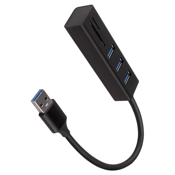 Axagon HMA-CR3A 3x USB-A + SD/microSD, USB3.2 Gen 1 hub, metal, 20cm USB-A cable