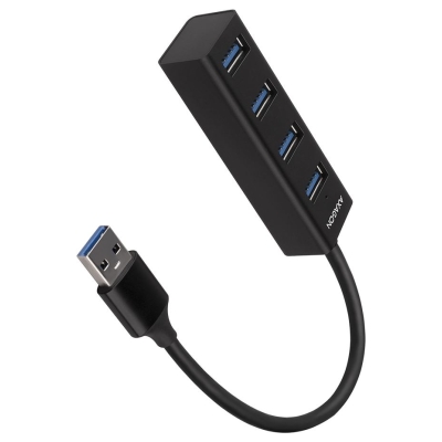 Axagon HUE-M1A 4x USB3.2 Gen 1 MINI hub, metal, 20cm USB-A cable