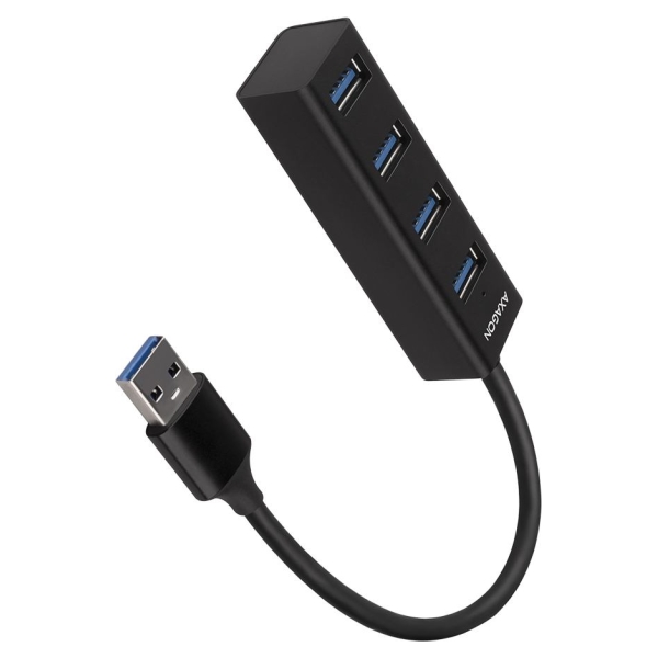 Axagon HUE-M1A 4x USB3.2 Gen 1 MINI hub, metal, 20cm USB-A cable