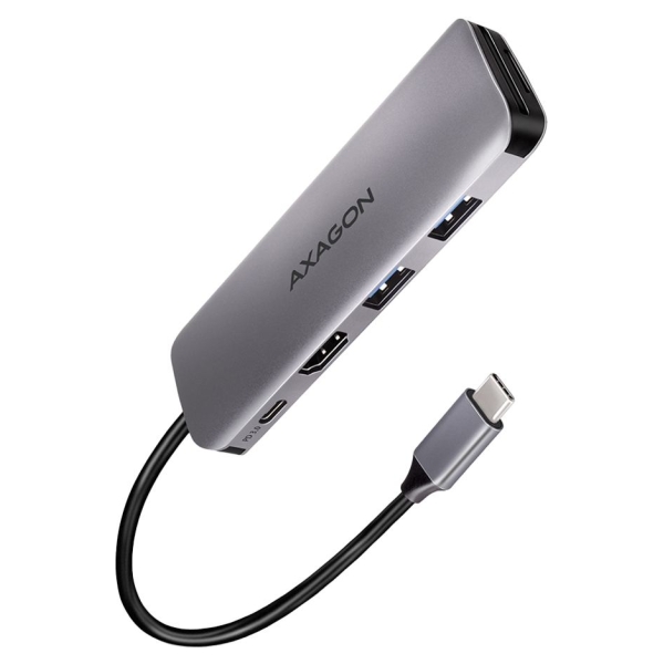 Axagon Multiport USB 3.2 Gen 1 hub. HDMI, card reader and Power Delivery. 20 cm USB-C cable.