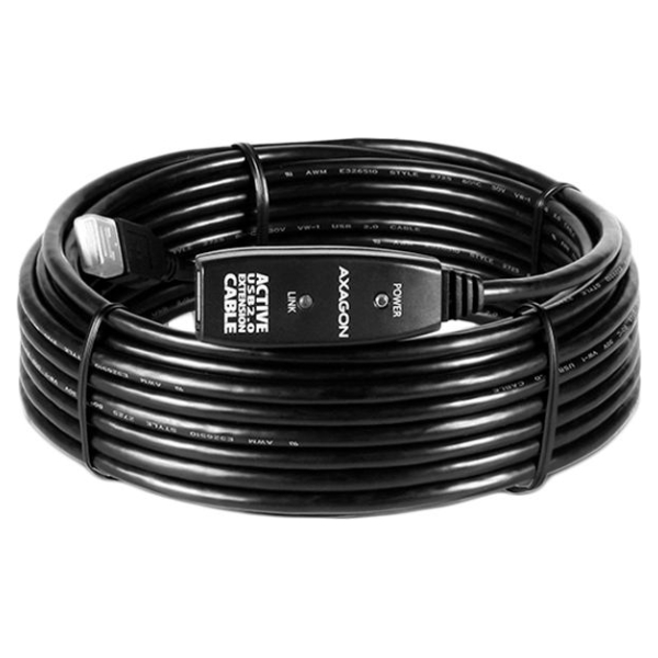 Axagon Active extension USB 2.0 A-M> A-F cable, 10 m long. Power supply option.