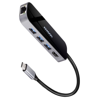 Axagon Multiport USB 3.2 Gen 1 hub. HDMI, Gigabit LAN and Power Delivery. 20 cm USB-C cable.