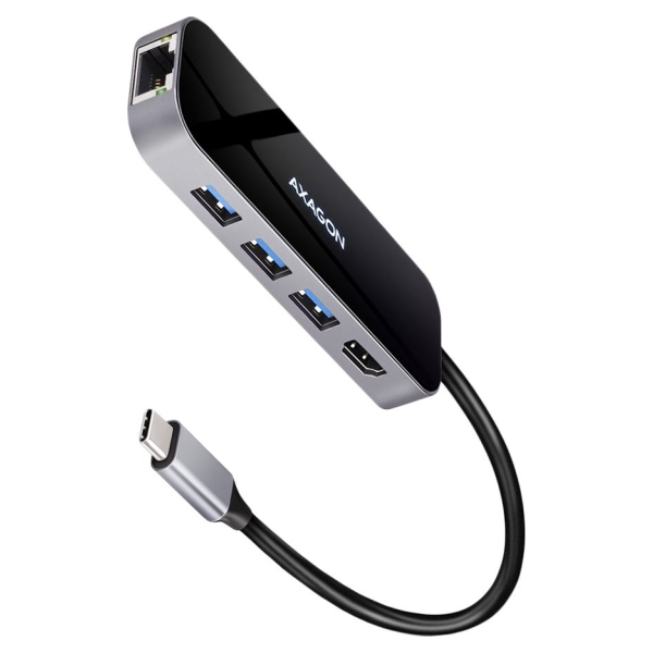 Axagon Multiport USB 3.2 Gen 1 hub. HDMI, Gigabit LAN and Power Delivery. 20 cm USB-C cable.