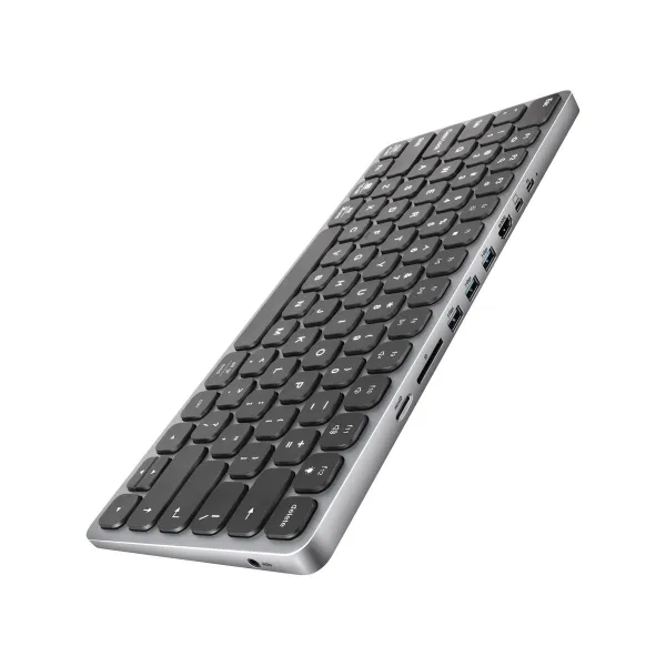 Axagon HMC-KB keyboard USB-C 5Gbps with HUB, microSD/SD, 3x USB-A, HDMI 4K/60Hz, PD 100W, Audio, US layout