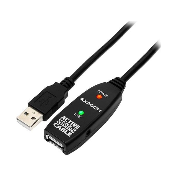 Axagon Active extension USB 2.0 A-M> A-F cable, 5 m long. Power supply option.