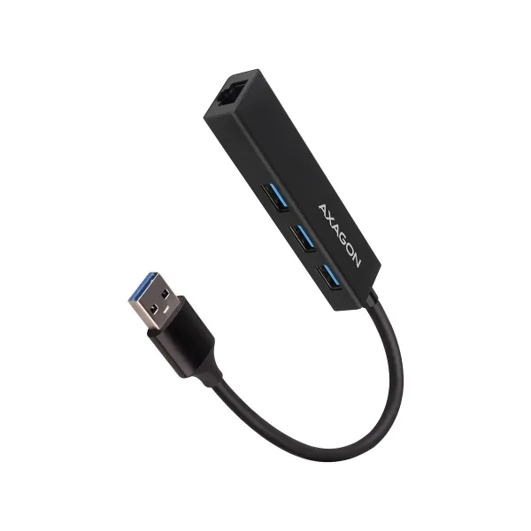 Axagon HMA-GL3A 3x USB-A + GLAN, USB3.2 Gen 1 hub, metal, 20cm USB-A cable