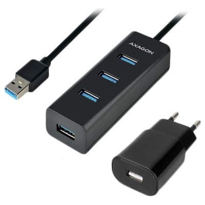 Axagon HUE-S2BP 4x USB3.0 Charging Hub 1.2m Cable, MicroUSB Charging, Incl. AC Adapter