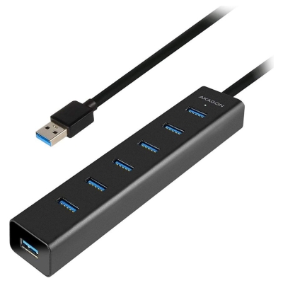 Axagon HUE-SA7BP 7x USB3.0 ALU Charging Hub Incl. AC Adapter, Black