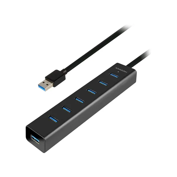 Axagon HUE-SA7BP 7x USB3.0 ALU Charging Hub Incl. AC Adapter, Black