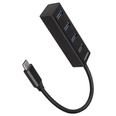 Axagon HUE-M1C 4x USB3.2 Gen 1 MINI hub, metal, 20cm USB-C cable