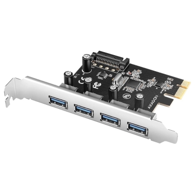 Axagon PCEU-430RS PCIe card - 4x USB 5Gbps port, SATA power, Renesas PD720201, SP