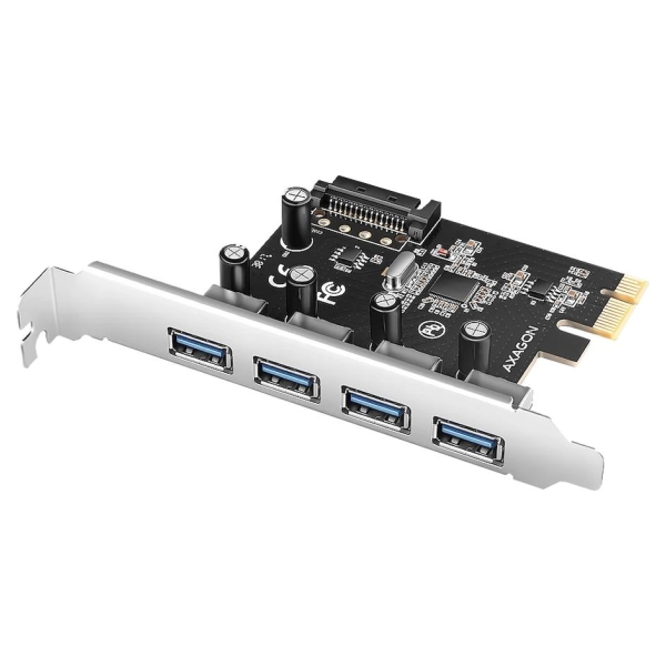 Axagon PCEU-430RS PCIe card - 4x USB 5Gbps port, SATA power, Renesas PD720201, SP