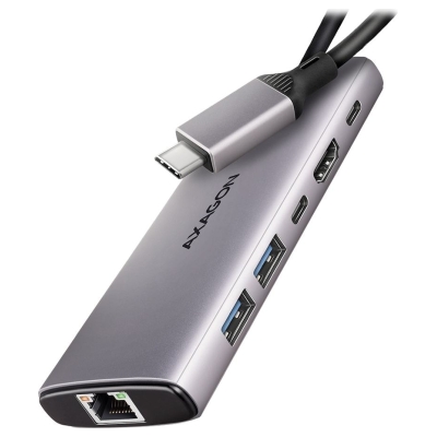 Axagon HMC-6G2L 2x USB-A 10Gbps, 1x USB-C 10Gbps, 4K/60Hz HDMI, RJ-45, USB 3.2 Gen 2 hub, PD 100W, 15cm USB-C cable