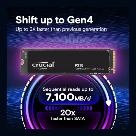 Crucial SSD|CRUCIAL|800xTBW rating|Read speed 7100 MB/s|Write speed 6000 MB/s|NVMe Yes|PCI Express 4.0|M.2|4000 GB|P310|CT4000P3