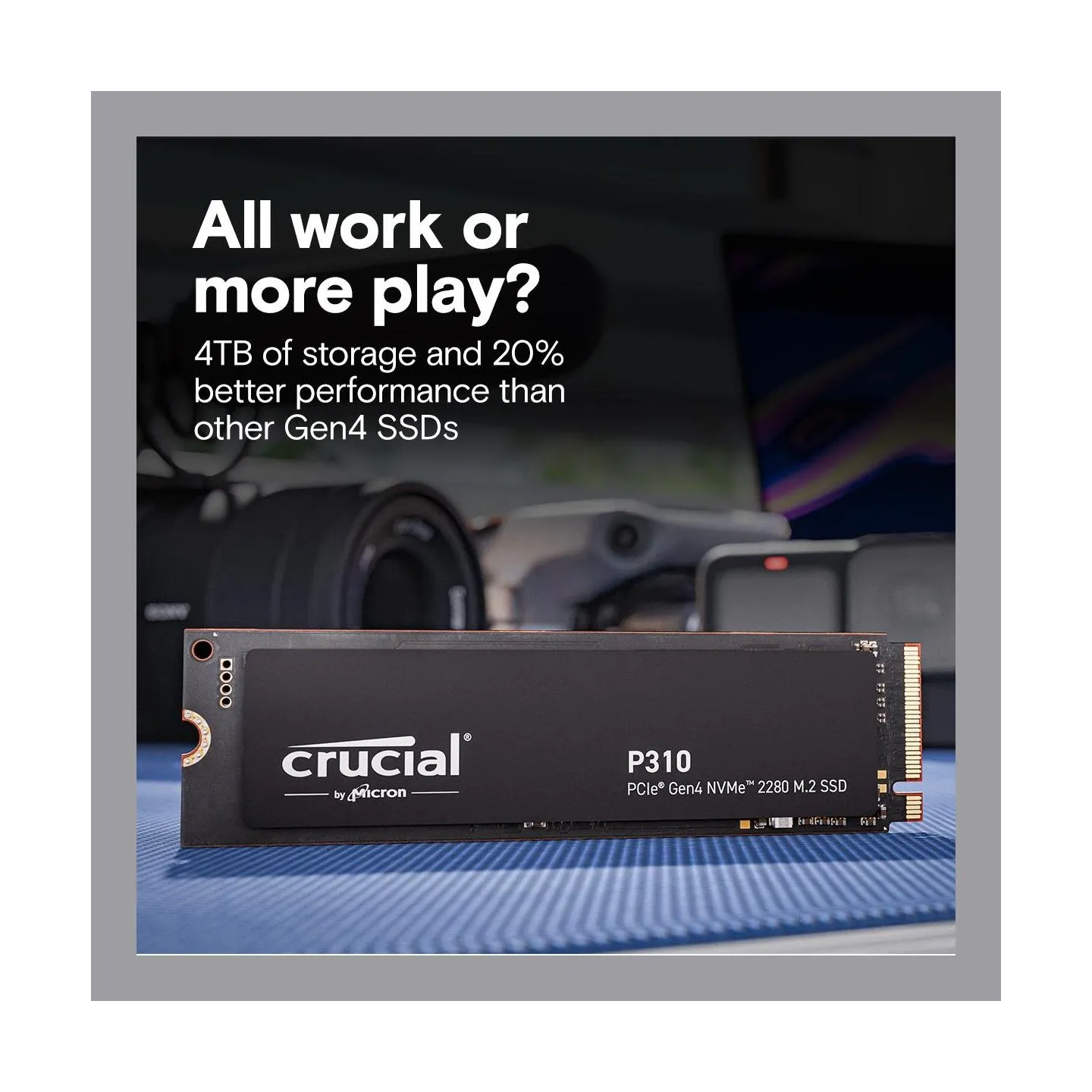 Crucial SSD|CRUCIAL|800xTBW rating|Read speed 7100 MB/s|Write speed 6000 MB/s|NVMe Yes|PCI Express 4.0|M.2|4000 GB|P310|CT4000P3