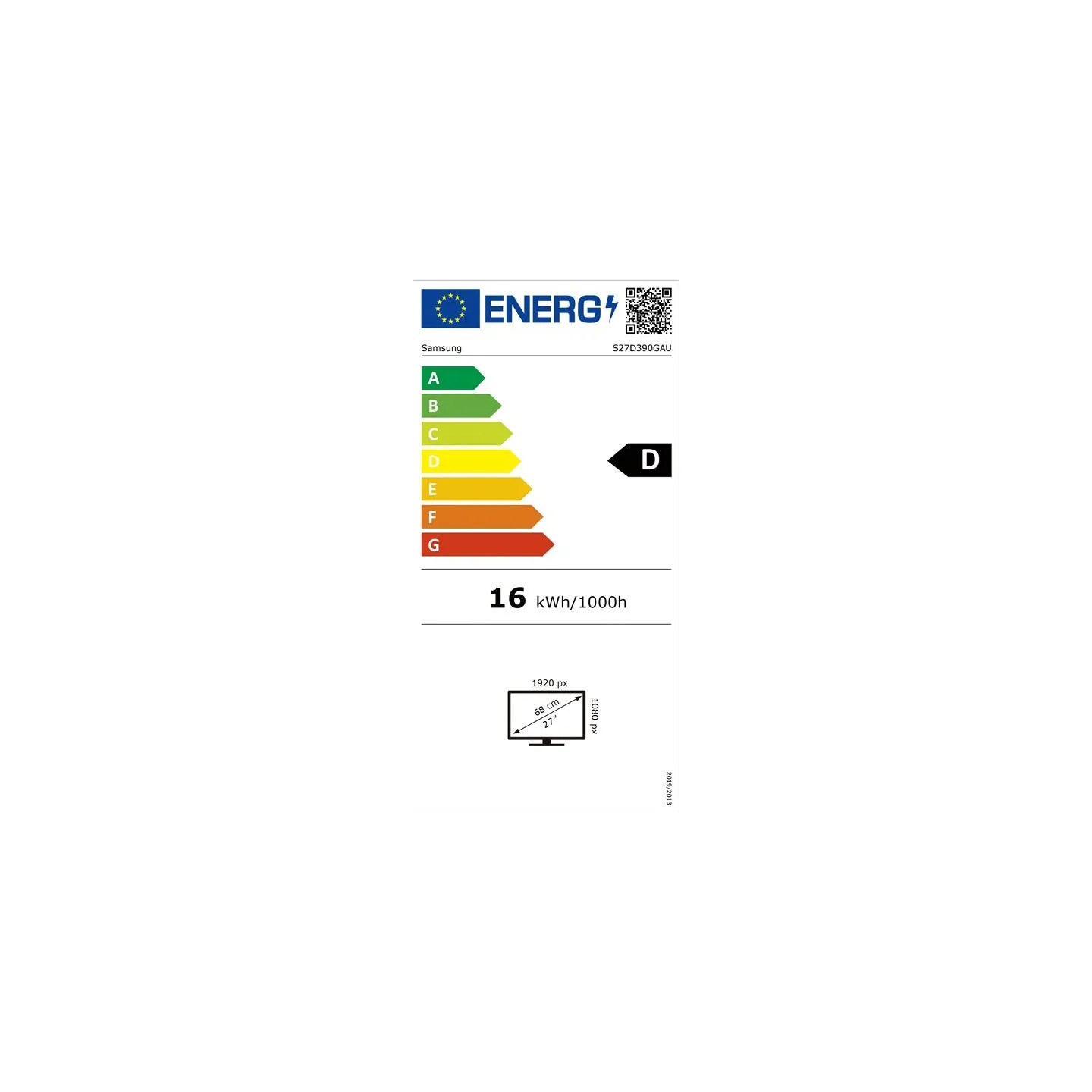 Samsung | LS27D390GAUXEN | 27 " | VA | FHD | 16:9 | 100 Hz | 4 ms | 1920 x 1080 pixels | 250 cd/m² | HDMI ports quantity 1 | Bla