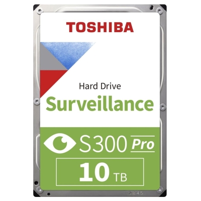 Toshiba HDD Video Surveillance TOSHIBA S300 PRO 10TB CMR, 3.5'', 512MB, 7200RPM, SATA, 64 cameras, 24/7, TBW: 300