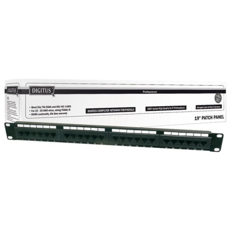 Digitus | Patch Panel | DN-91524U | Category: CAT 5e; Ports: 24 x RJ45; Retention strength: 7.7 kg; Insertion force: 30N max | 4