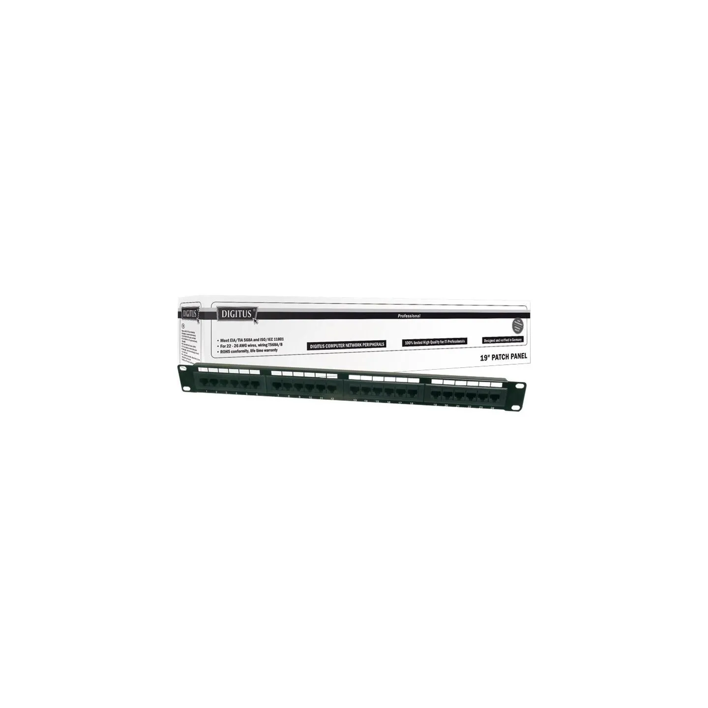 Digitus | Patch Panel | DN-91524U | Category: CAT 5e; Ports: 24 x RJ45; Retention strength: 7.7 kg; Insertion force: 30N max | 4