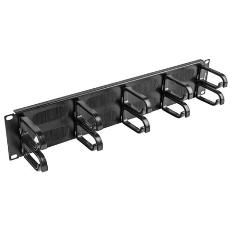 Lanberg 19" cable management brush panel 10 rings - type B 2U | AK-1204-B | Black