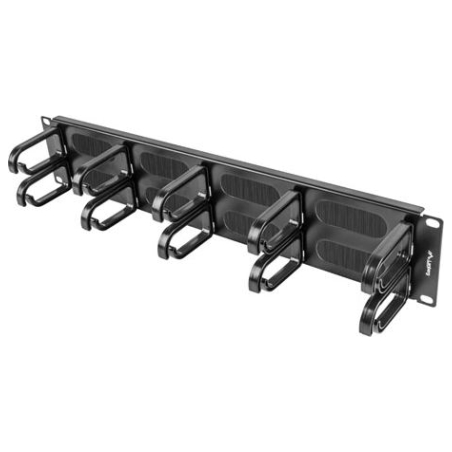 Lanberg 19" cable management brush panel 10 rings - type B 2U | AK-1204-B | Black