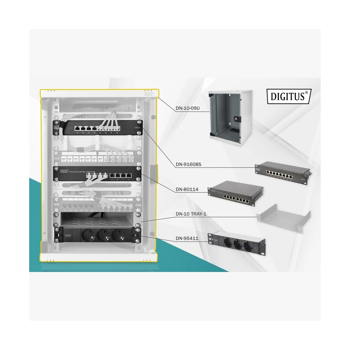 Digitus | Network Set - 254 mm (10") - 9U, 312 x 300 mm | DN-10-SET-2 | Grey
