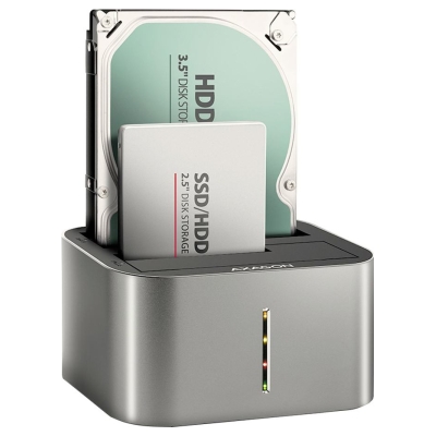 Axagon ADSA-DC USB3.2 Gen1 - 2x SATA 6G CLONE DUAL HDD Dock Station ASMedia