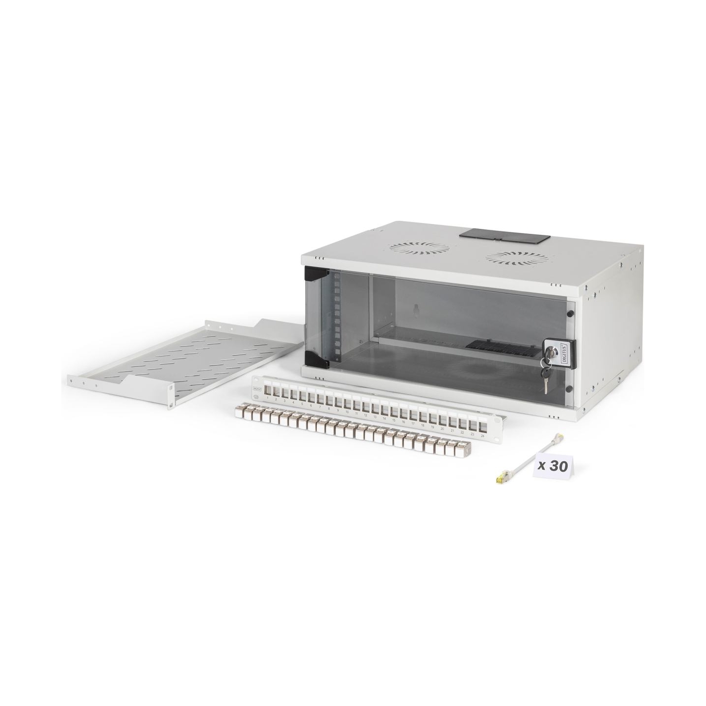 Digitus SOHO Pro network set, 483 mm (19"), 4U, 540 x 400 mm | DN-49200-SET | Light Grey