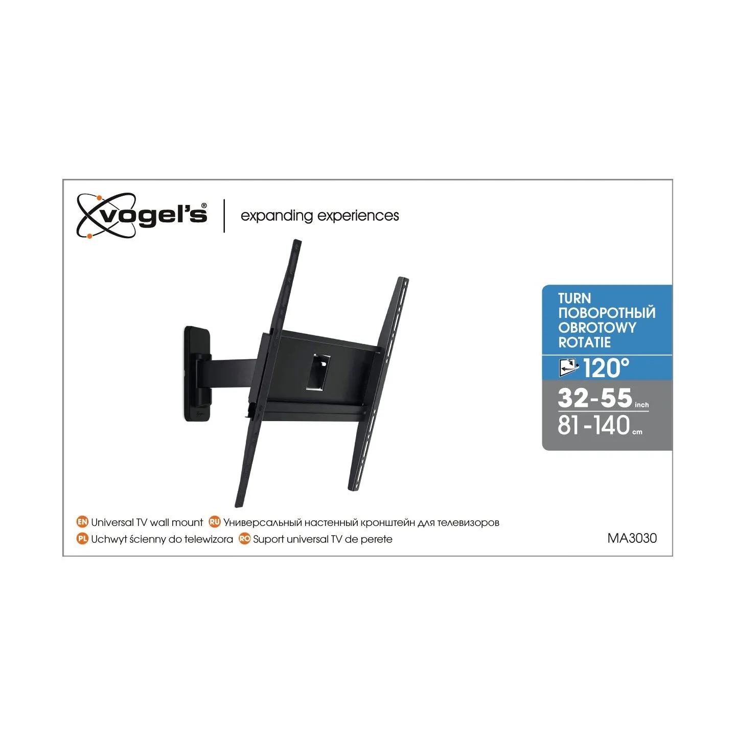 Vogels | Wall mount | MA3030-A1 | Full motion | 32-65 " | Maximum weight (capacity) 25 kg | Black