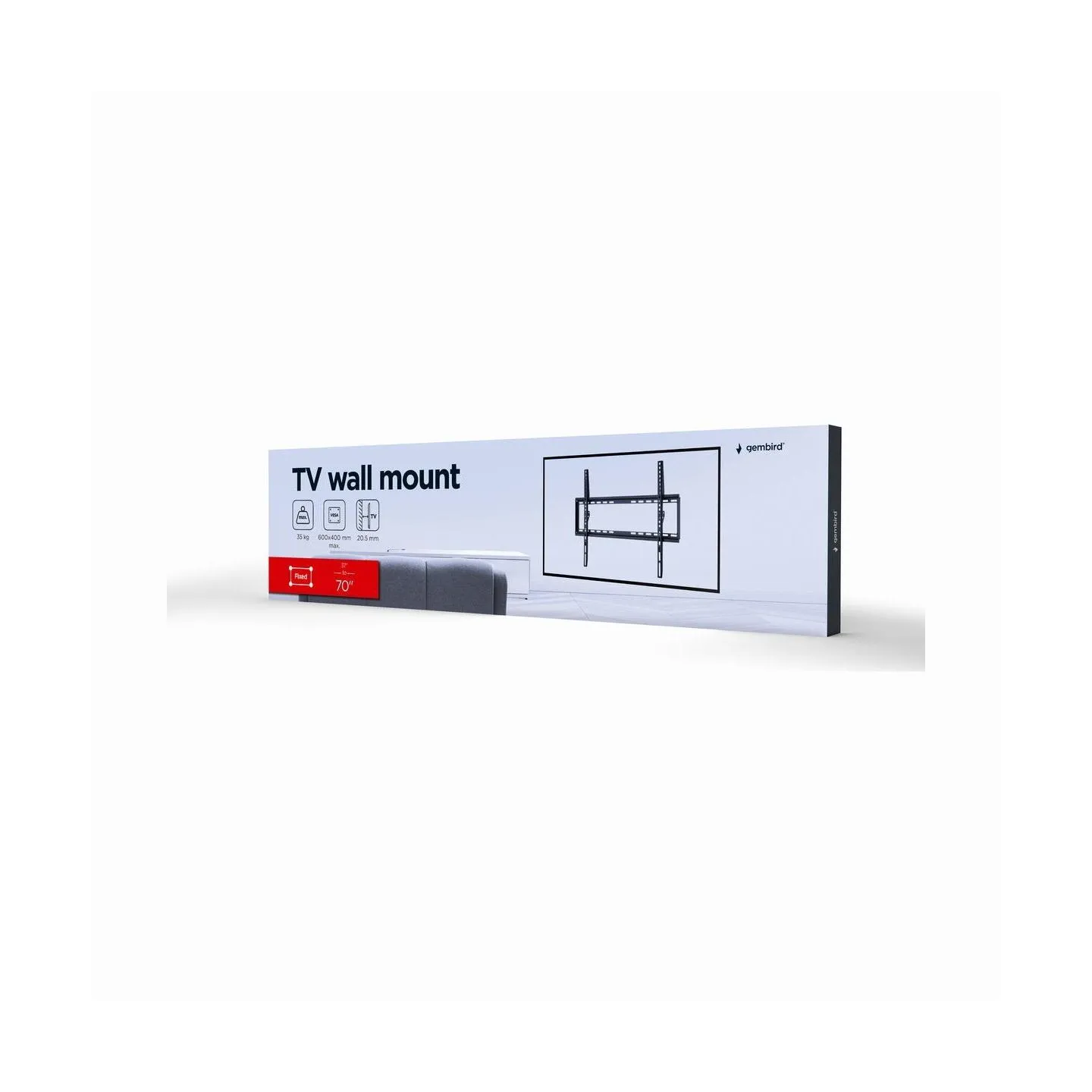 Gembird | Wall mount | WM-70F-03 | Fixed | 37-70 " | Black